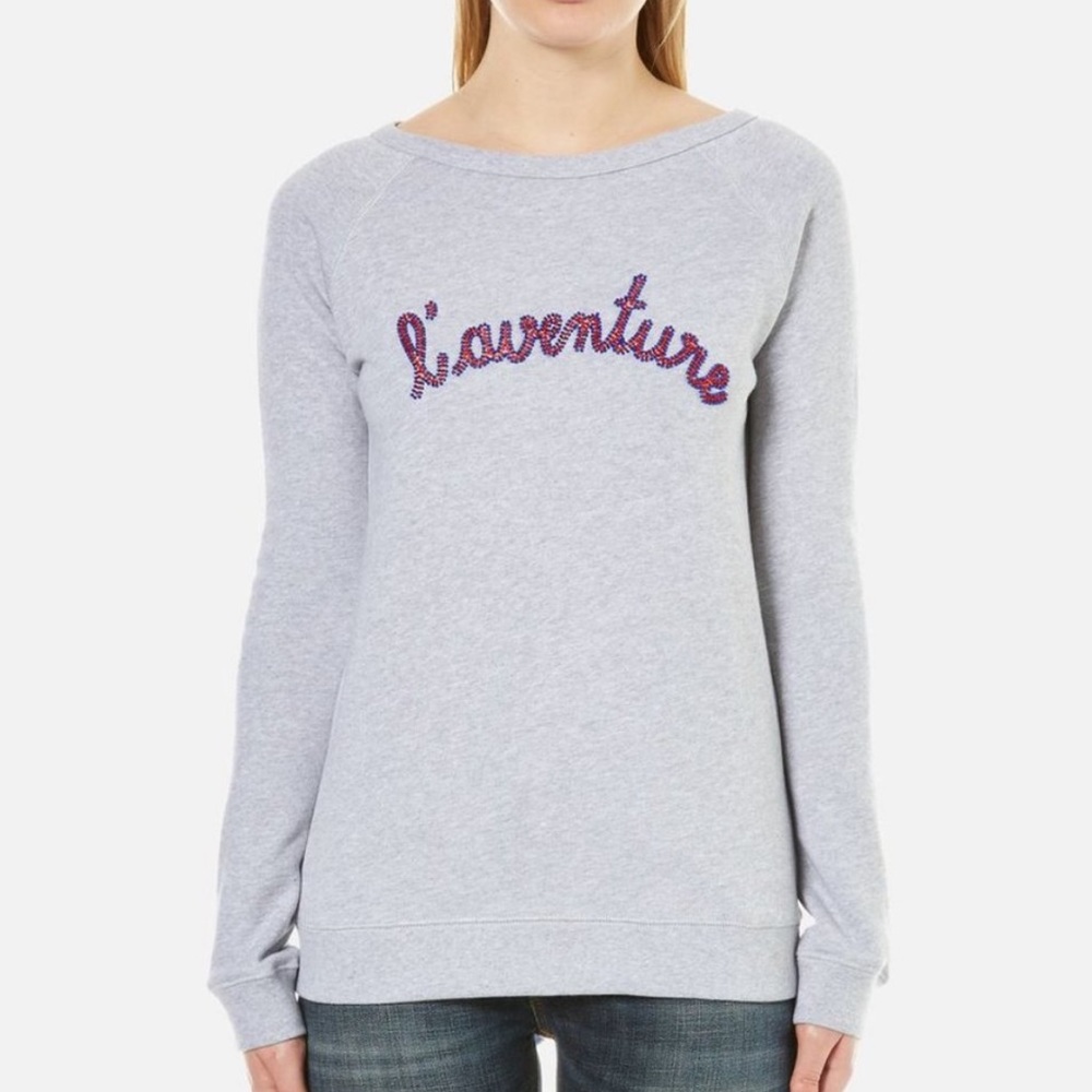 Maison Labiche l'aventure heather gray beaded sweatshirt size L